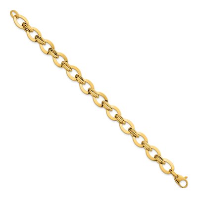 14K Yellow Gold 10.8mm Oval Fancy Link Chain Bracelet – view 3