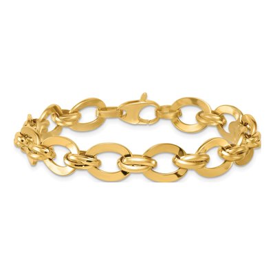 14K Yellow Gold 10.8mm Oval Fancy Link Chain Bracelet – view 4