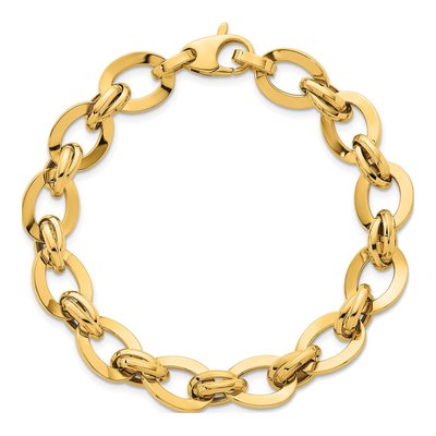 14K Yellow Gold 10.8mm Oval Fancy Link Chain Bracelet – view 5