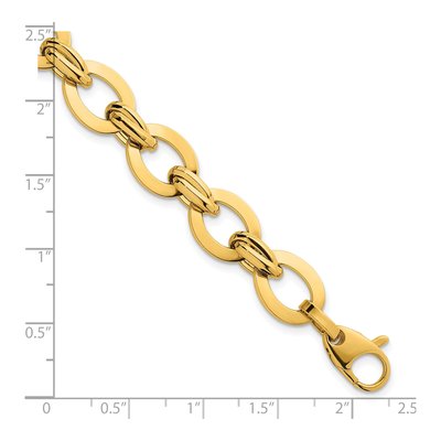 14K Yellow Gold 10.8mm Oval Fancy Link Chain Bracelet – view 6