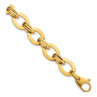 14K Yellow Gold 10.8mm Oval Fancy Link Chain Bracelet