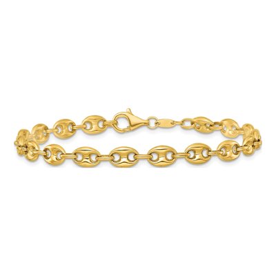 14K Yellow Gold 5.6mm Mariner Puffed Link Chain Bracelet – view 4