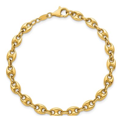 14K Yellow Gold 5.6mm Mariner Puffed Link Chain Bracelet – view 5