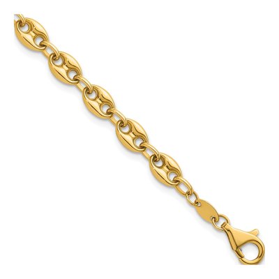 14K Yellow Gold 5.6mm Mariner Puffed Link Chain Bracelet