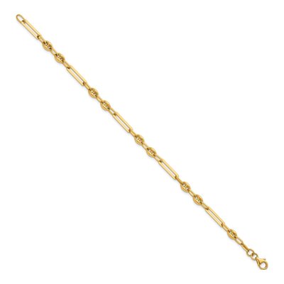 14K Yellow Gold 4mm Paperclip Anchor Puffed Fancy Link Chain Bracelet – view 3