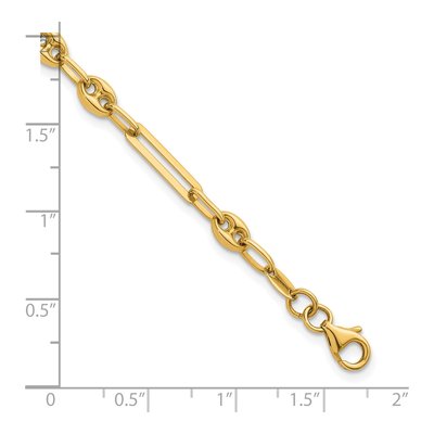 14K Yellow Gold 4mm Paperclip Anchor Puffed Fancy Link Chain Bracelet – view 6