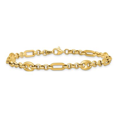 14K Yellow Gold 4.6mm Fancy Multi-Link Chain Bracelet – view 4
