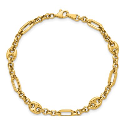 14K Yellow Gold 4.6mm Fancy Multi-Link Chain Bracelet – view 5