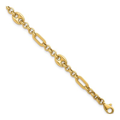 14K Yellow Gold 4.6mm Fancy Multi-Link Chain Bracelet