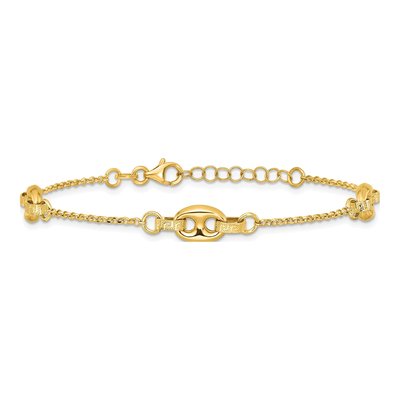 14K Yellow Gold 1.1mm Greek Key Cable Chain Bracelet – view 4