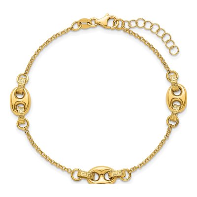 14K Yellow Gold 1.1mm Greek Key Cable Chain Bracelet – view 5