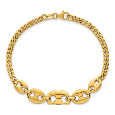 14K Yellow Gold 11.4mm Puffed Mariner Graduated Curb Chain Bracelet – view 5