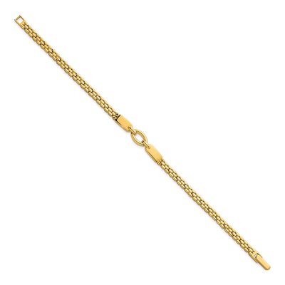 14K Yellow Gold 3.75mm Oval Center Brick Fancy Link Chain Bracelet – view 3