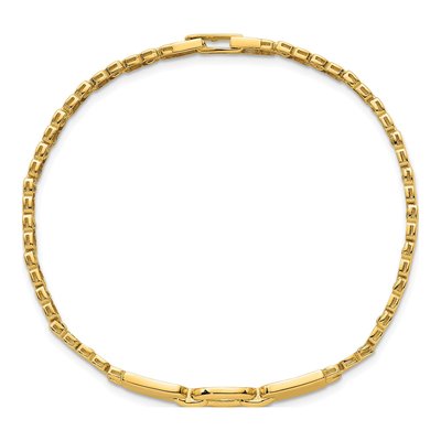 14K Yellow Gold 3.75mm Oval Center Brick Fancy Link Chain Bracelet – view 5