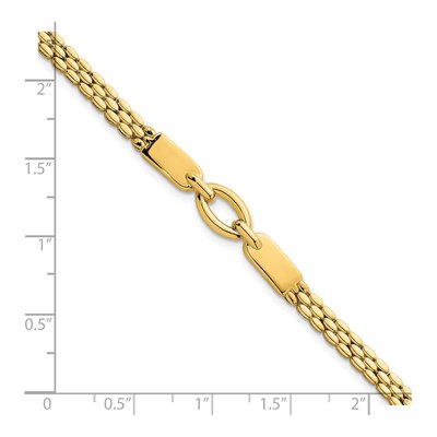 14K Yellow Gold 3.75mm Oval Center Brick Fancy Link Chain Bracelet – view 6