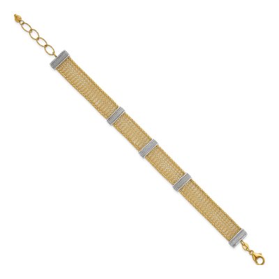 14K Two-Tone Gold Textured Mesh Bracelet – view 3