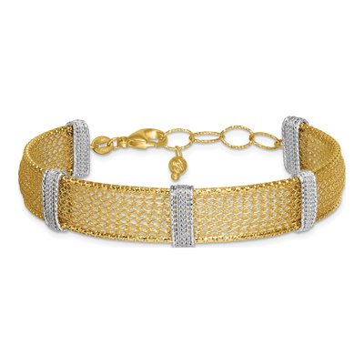 14K Two-Tone Gold Textured Mesh Bracelet – view 4