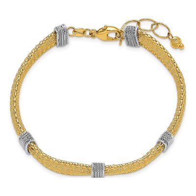 14K Two-Tone Gold Textured Mesh Bracelet – view 5