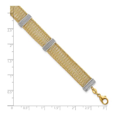 14K Two-Tone Gold Textured Mesh Bracelet – view 6
