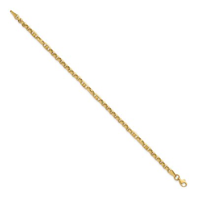 14K Yellow Gold 3.95mm Diamond-Cut Fancy Rolo Chain Bracelet – view 3