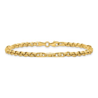 14K Yellow Gold 3.95mm Diamond-Cut Fancy Rolo Chain Bracelet – view 4