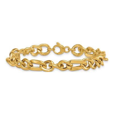 14K Yellow Gold 8.35mm Fancy Figaro Chain Bracelet – view 4