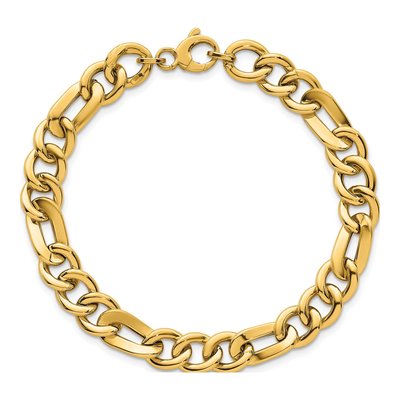 14K Yellow Gold 8.35mm Fancy Figaro Chain Bracelet – view 5