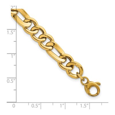 14K Yellow Gold 8.35mm Fancy Figaro Chain Bracelet – view 6