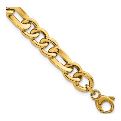 14K Yellow Gold 8.35mm Fancy Figaro Chain Bracelet