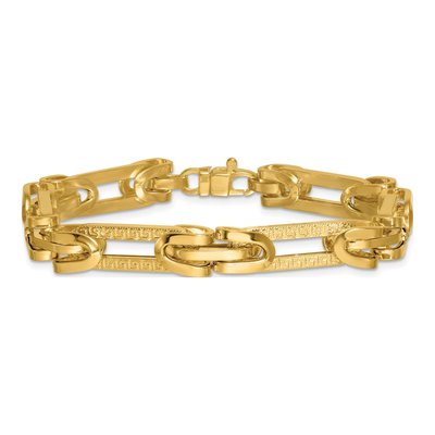 14K Yellow Gold 7.65mm Greek Key 7.25-inch Oval Bracelet – view 4