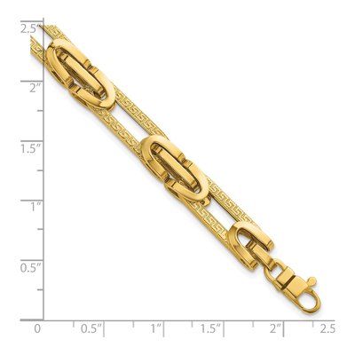 14K Yellow Gold 7.65mm Greek Key 7.25-inch Oval Bracelet – view 6