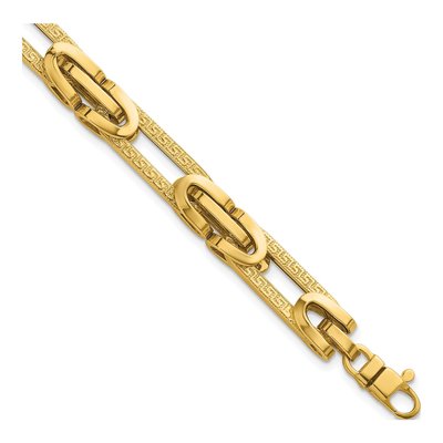 14K Yellow Gold 7.65mm Greek Key 7.25-inch Oval Bracelet