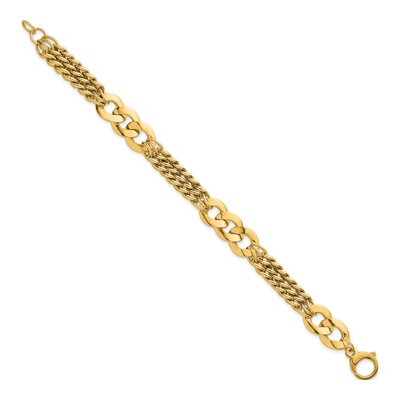 14K Yellow Gold 6.3mm Triple-Strand Triple Curb Chain Bracelet – view 3
