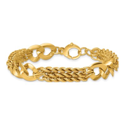 14K Yellow Gold 6.3mm Triple-Strand Triple Curb Chain Bracelet – view 4