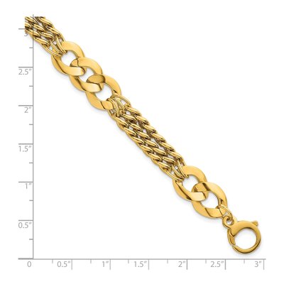 14K Yellow Gold 6.3mm Triple-Strand Triple Curb Chain Bracelet – view 6