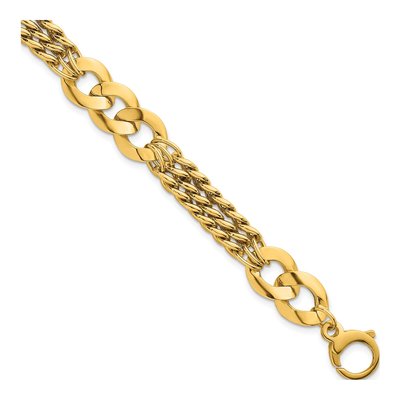 14K Yellow Gold 6.3mm Triple-Strand Triple Curb Chain Bracelet