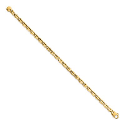 14K Yellow Gold 4.5mm Flat Fancy Link Chain Bracelet – view 3