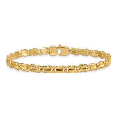 14K Yellow Gold 4.5mm Flat Fancy Link Chain Bracelet – view 4
