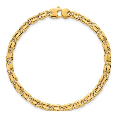 14K Yellow Gold 4.5mm Flat Fancy Link Chain Bracelet – view 5