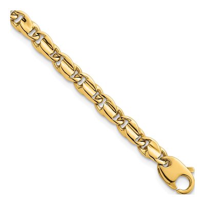 14K Yellow Gold 4.5mm Flat Fancy Link Chain Bracelet