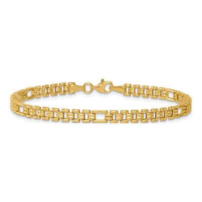 14K Yellow Gold 4.5mm Fancy Link Chain Bracelet – view 4