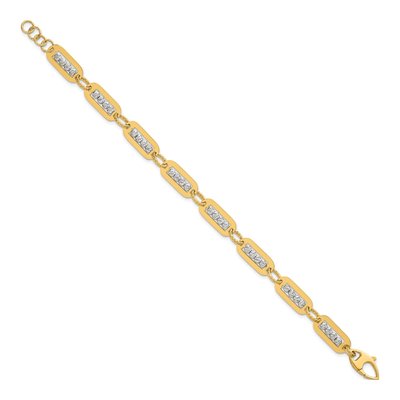 14K Two-Tone Gold 7.9mm Diamond-Cut Link Chain Bracelet – view 3