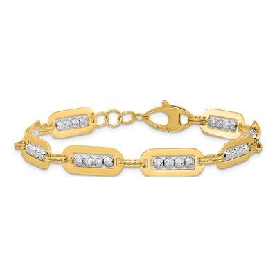 14K Two-Tone Gold 7.9mm Diamond-Cut Link Chain Bracelet – view 4