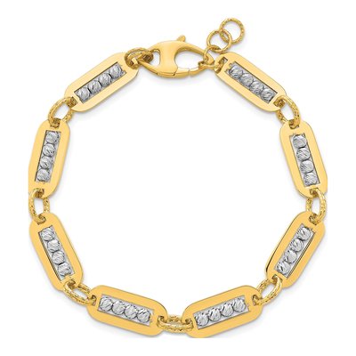 14K Two-Tone Gold 7.9mm Diamond-Cut Link Chain Bracelet – view 5
