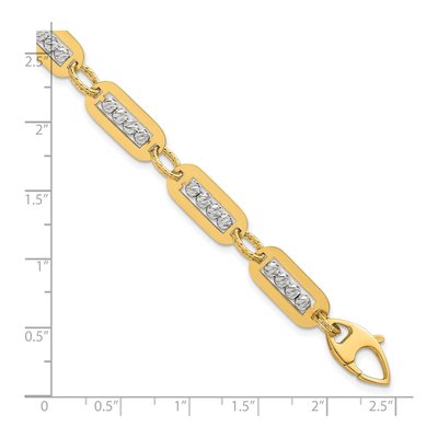 14K Two-Tone Gold 7.9mm Diamond-Cut Link Chain Bracelet – view 6