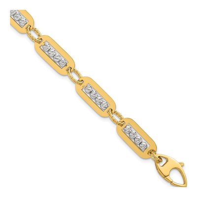 14K Two-Tone Gold 7.9mm Diamond-Cut Link Chain Bracelet