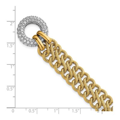 14K Yellow Gold CZ Textured Toggle Bracelet – view 6