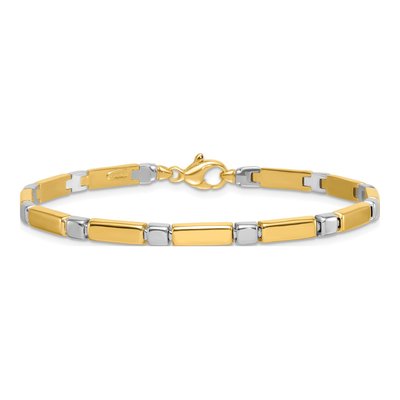 14K Two-Tone Gold Bar Link Bracelet – view 4