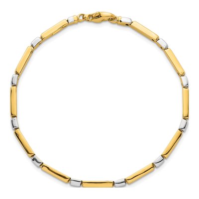 14K Two-Tone Gold Bar Link Bracelet – view 5