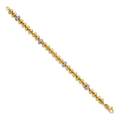 14K Two-Tone Gold CZ Fancy Link Bracelet – view 3